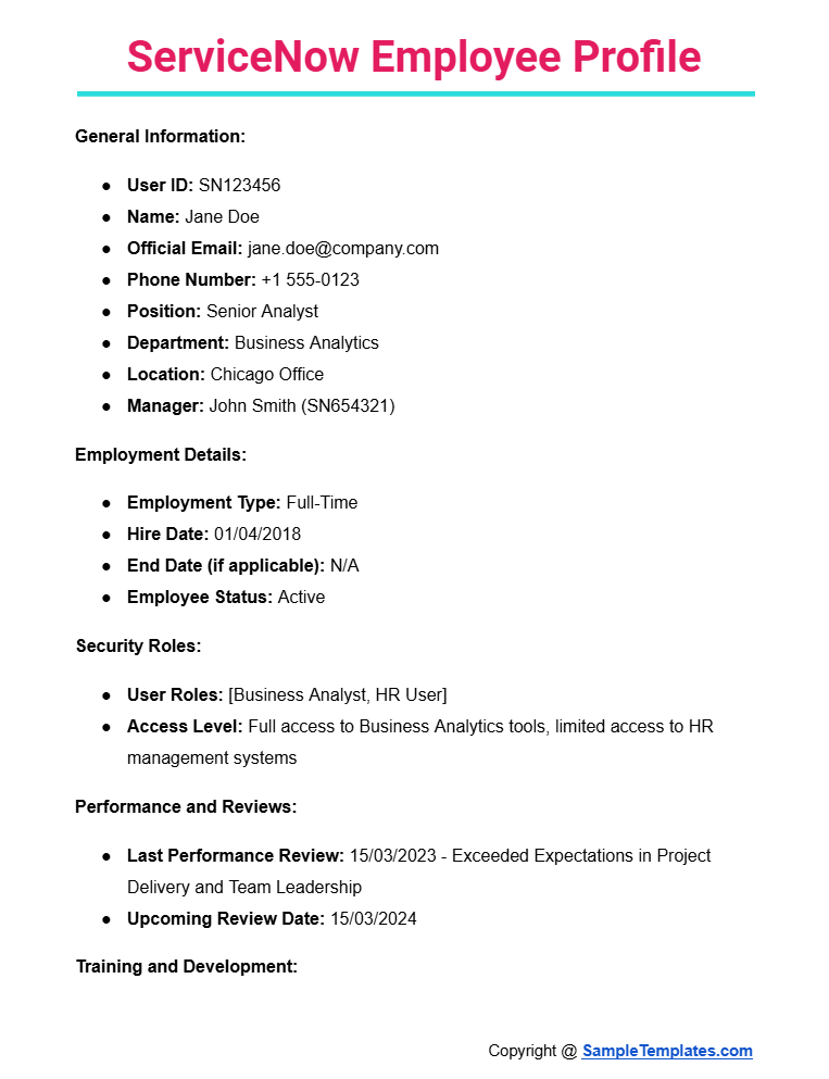 servicenow employee profile