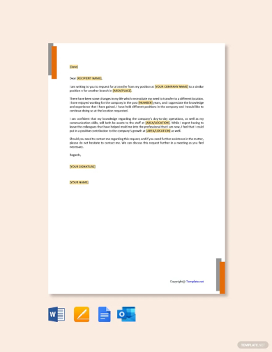 transfer request letter from one branch to another template