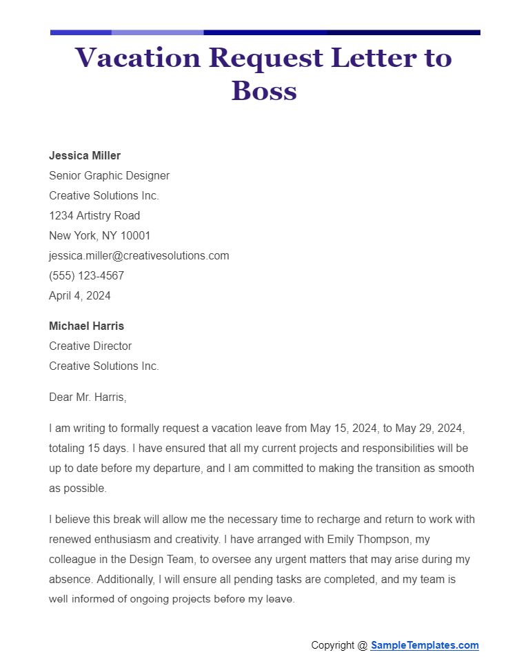 vacation request letter to boss