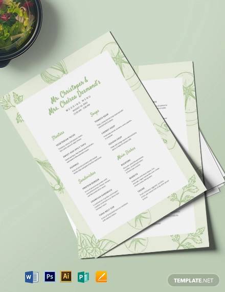 Wedding Menu Choice Template