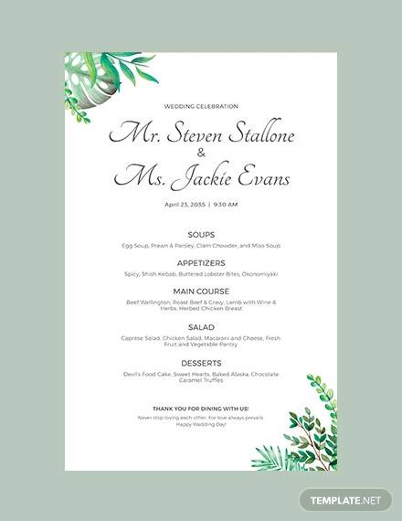 wedding poster menu template