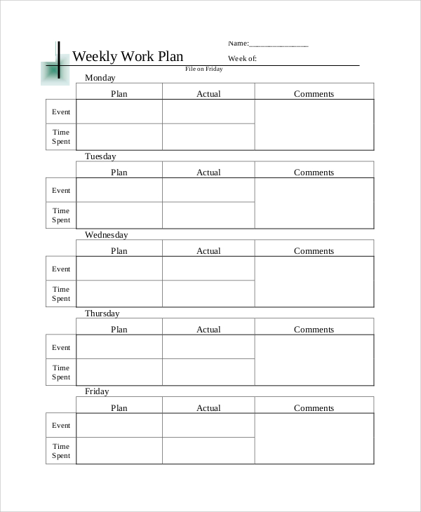 weekly work plan