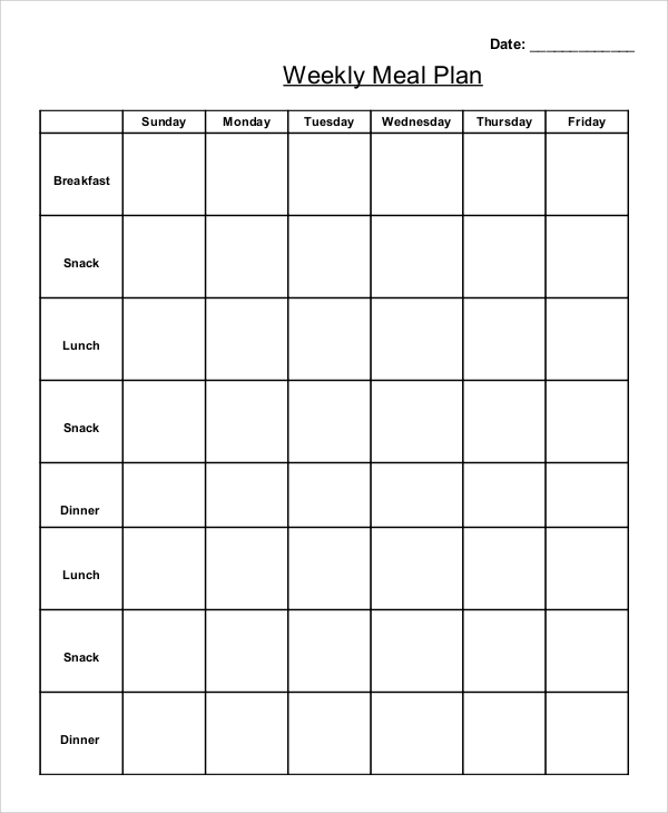 FREE 7+ Sample Meal Planning Templates in MS Word PDF