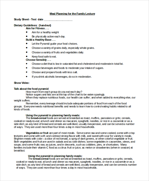 printable meal planning