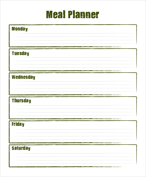 blank meal plan sheet
