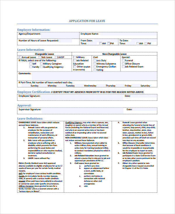 employee leave application form