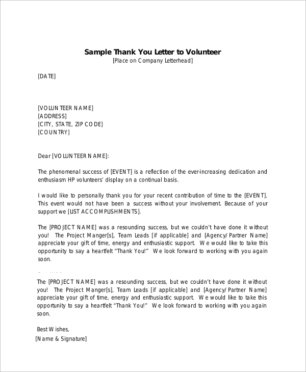 FREE 7 Sample Thank You Letter Templates In PDF MS Word