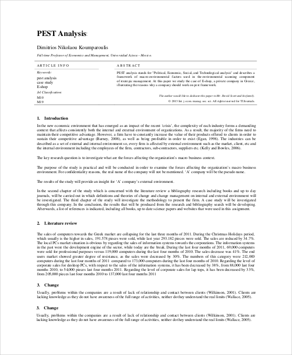 basic pest analysis template