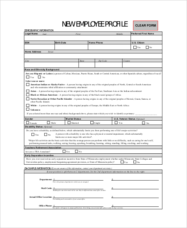 FREE 8  Sample Employee Profile Templates in MS Word PDF