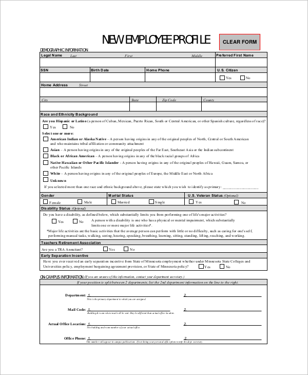 Sample Employee Profile 8 Documents In Word PDF