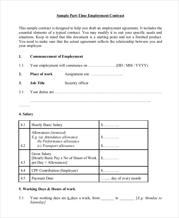 contract pdf signing in  Word, 18 Contract PDF Documents Sample Employment