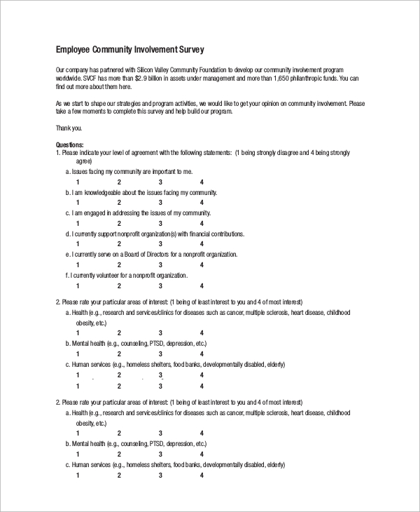 FREE 13+ Employee Survey Samples in MS Word PDF