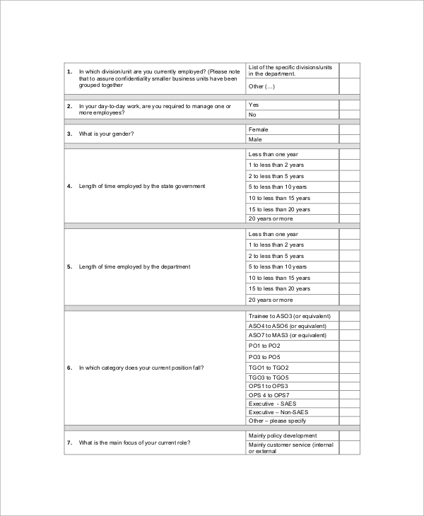 FREE 13+ Employee Survey Samples In MS Word | PDF