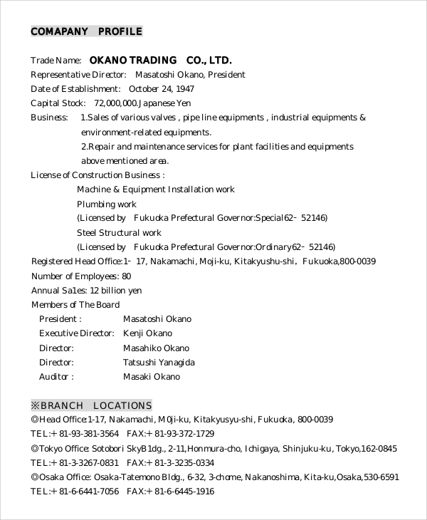 Company Profile Sample Construction