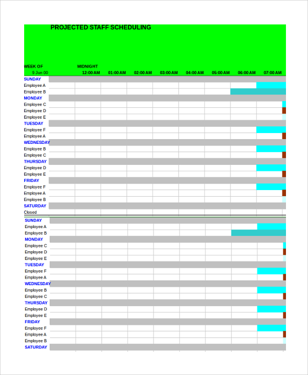 Employee Schedule Templates | 11+ Free Printable Word, Excel & PDF Samples, Formats, Examples