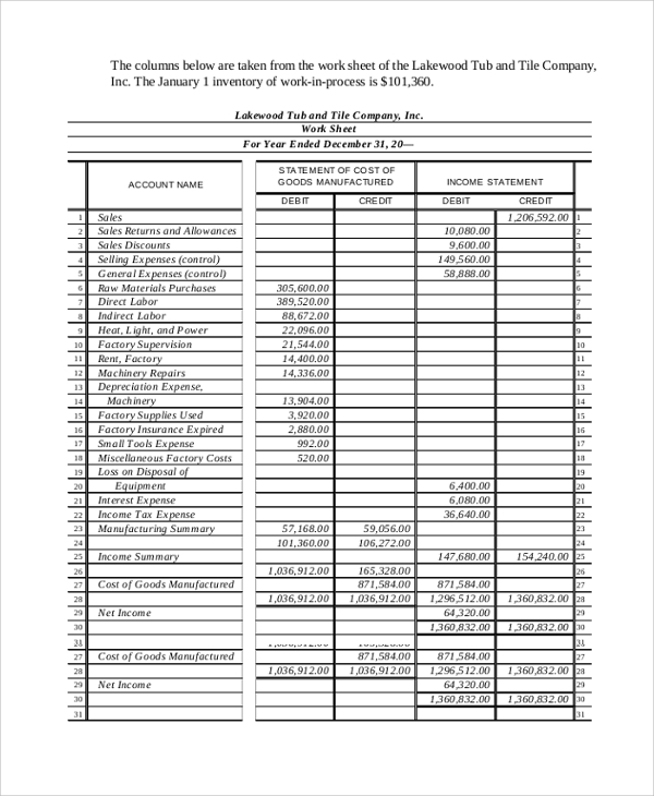 accounting income statement