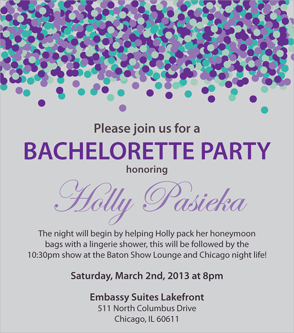 wonderful bachelorette party invitation