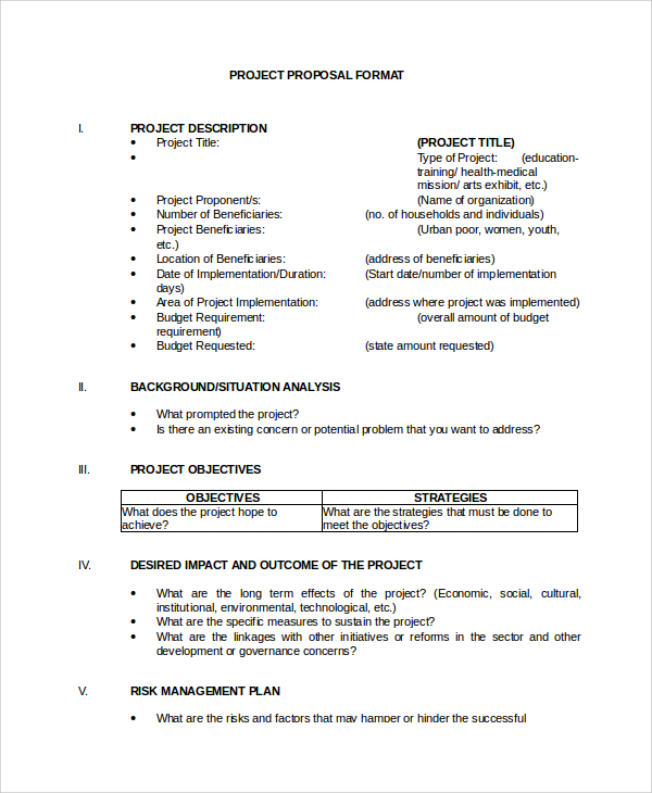 project proposal format