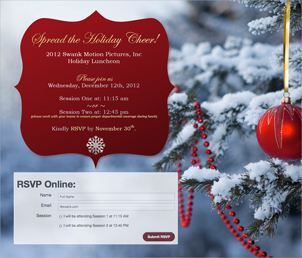 holiday lunch invitation template
