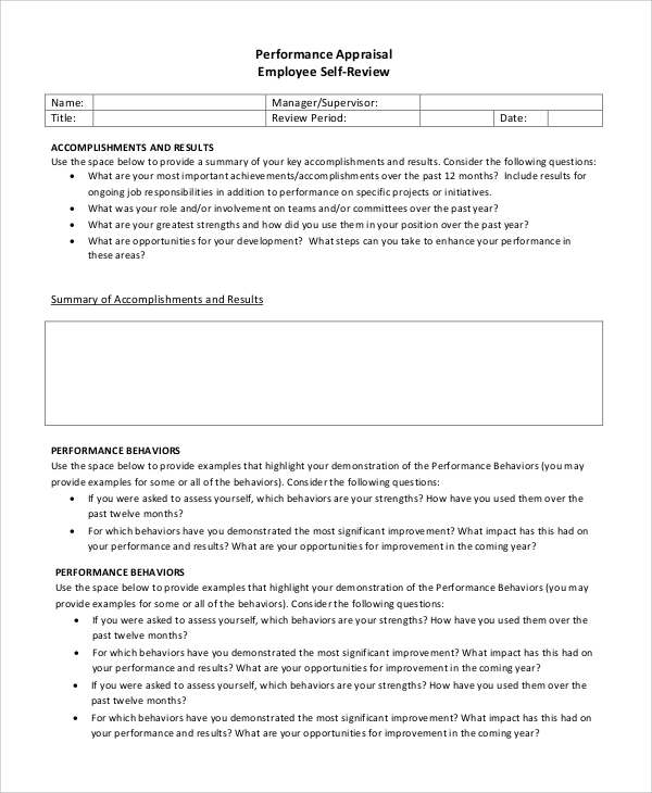 Employee Review Employee Review Format