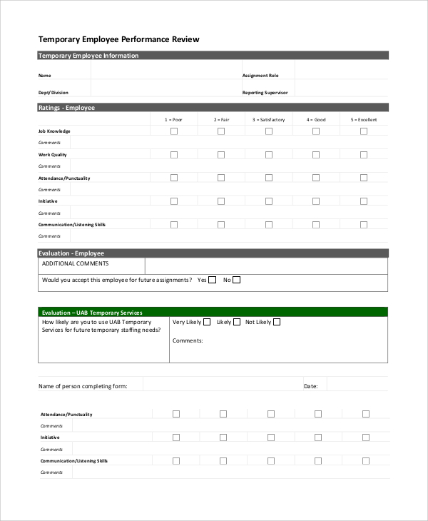 employee review form sample