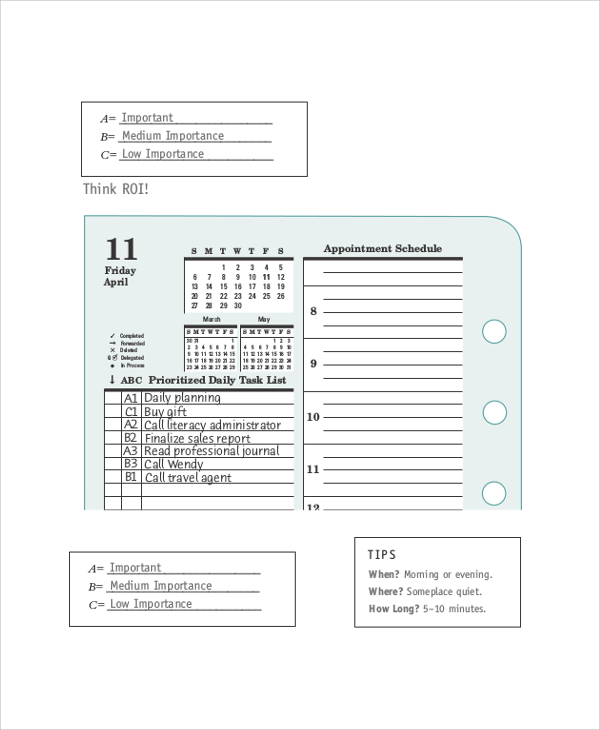 FREE 9+ Sample Daily Calendar Templates in PDF MS Word Google Docs