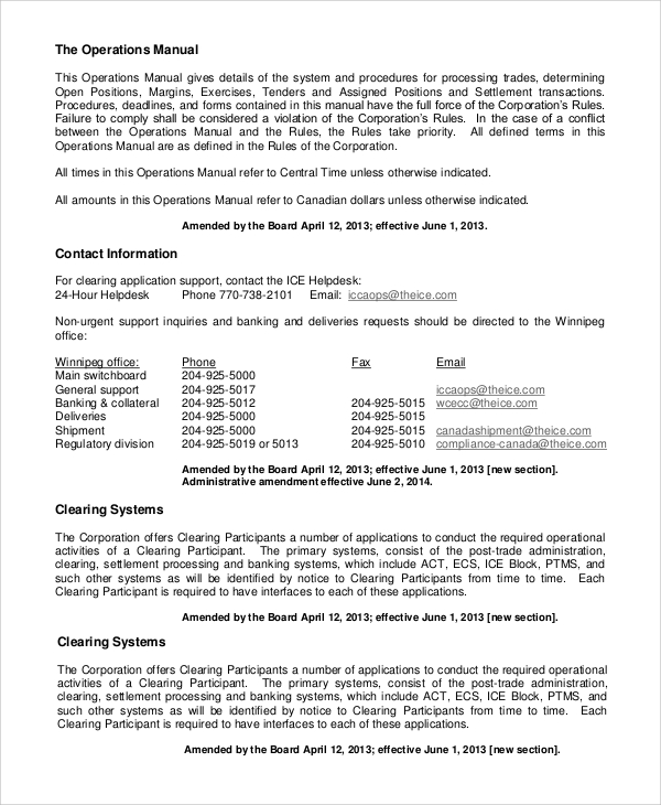 Operational Manual Template