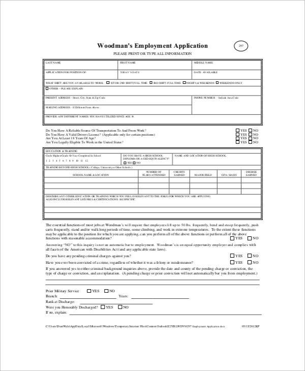 FREE 10+ Sample Employment Application Forms in PDF