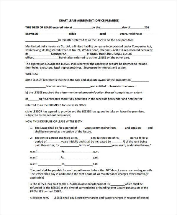 FREE 8+ Sample Commercial Office Lease Agreement Templates in PDF MS