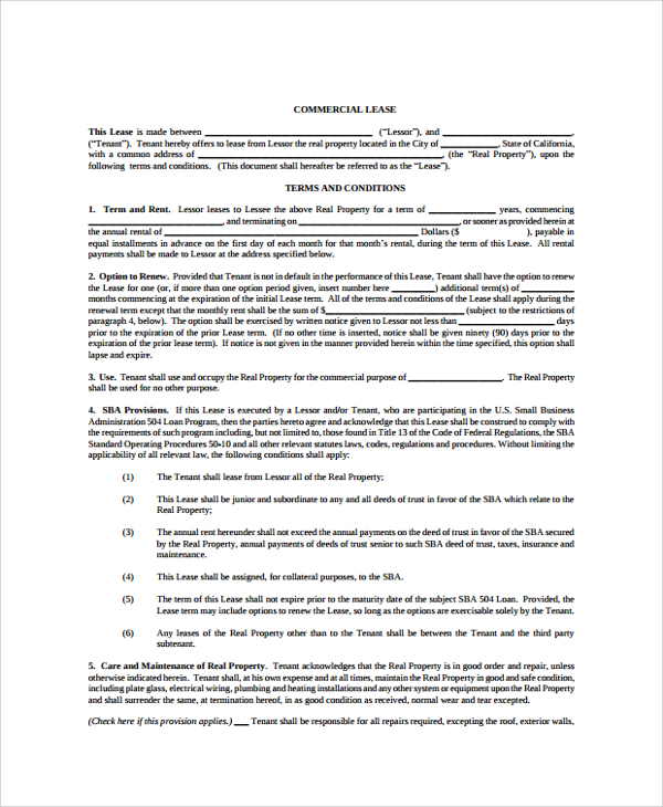 commercial office rental lease agreement