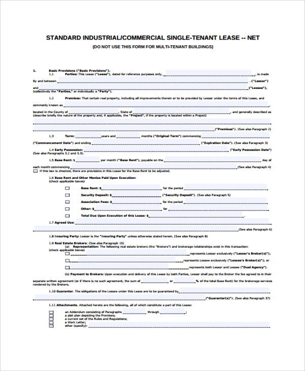 commercial office lease agreement form