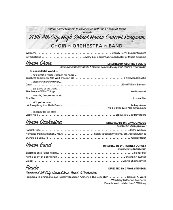 Band Concert Program Template