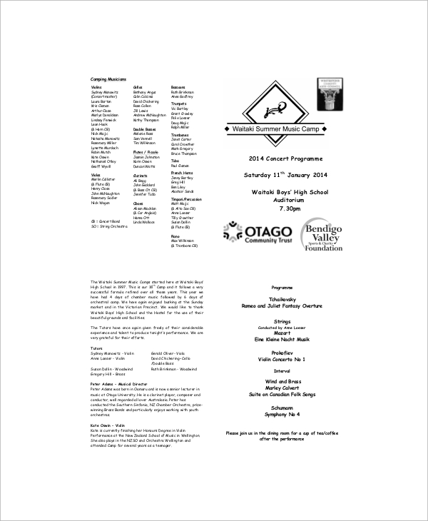 Choir Concert Program Template Awesome Design Layout Templates