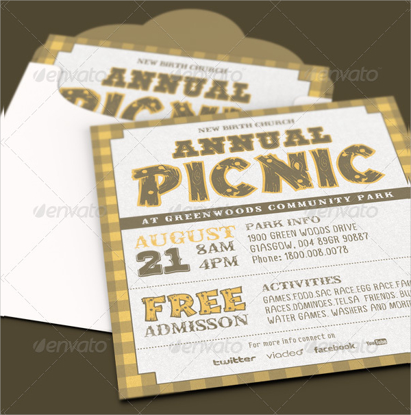 annual church picnic invite card template