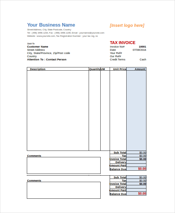 invoice template professional services