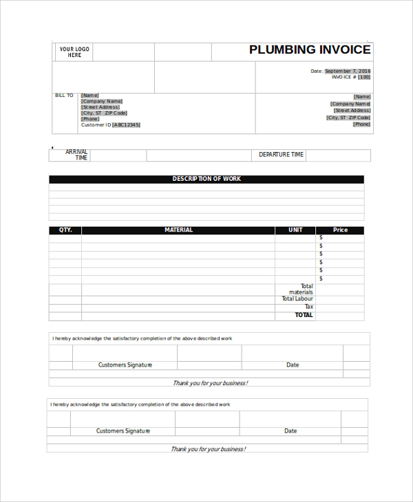 plumbing invoice pdf