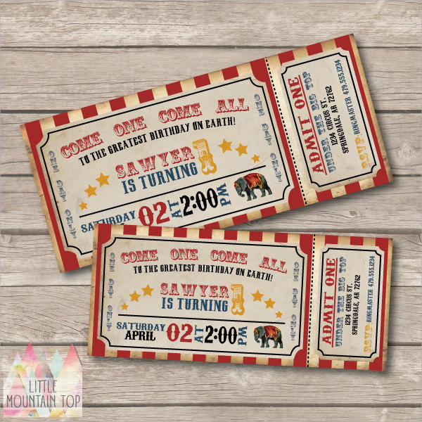 circus party invitation ticket template