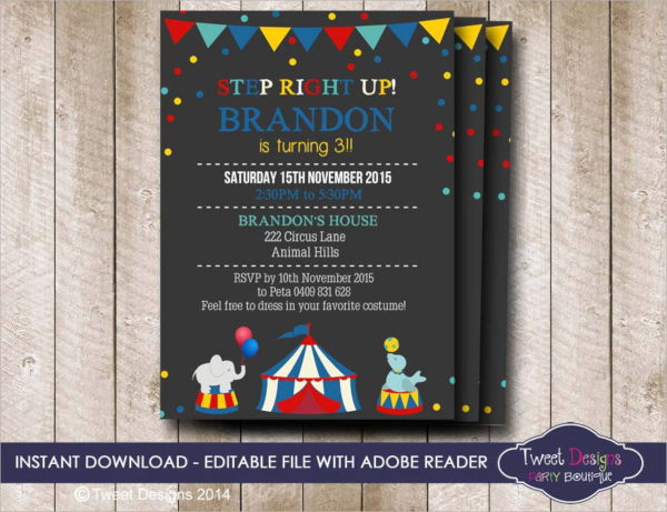 printable circus party invitation