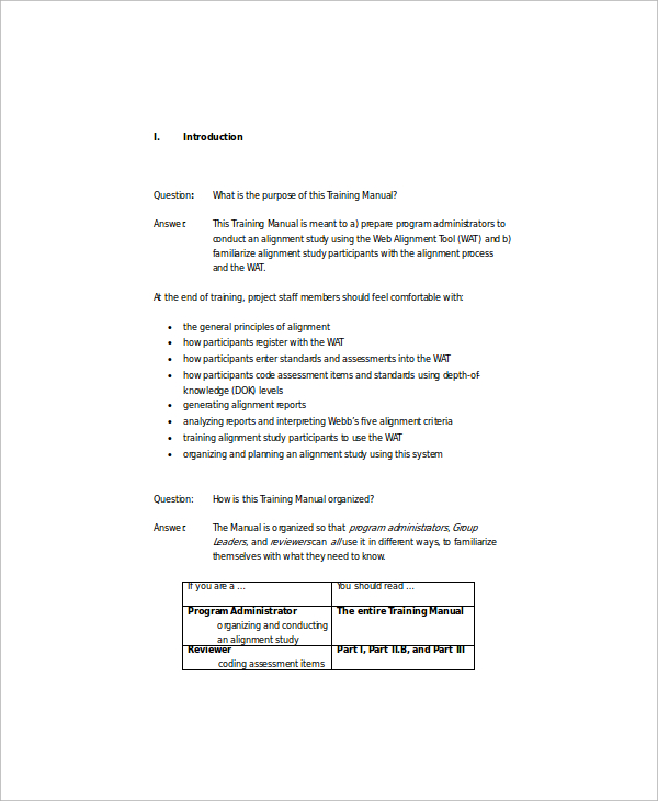 training manual template