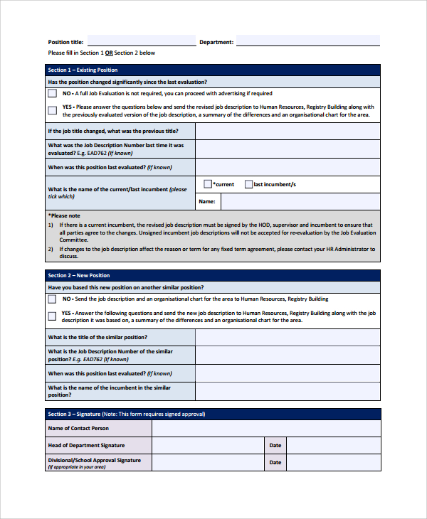 hr evaluation form