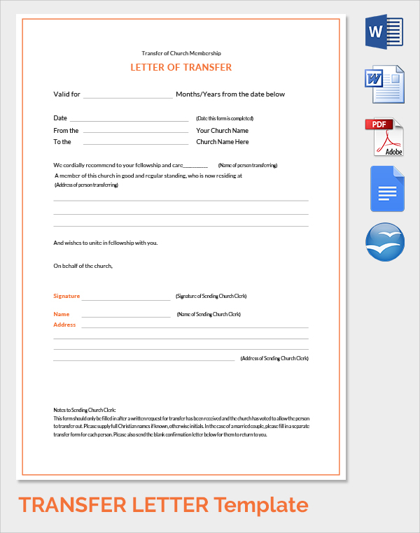 church membership transfer letter