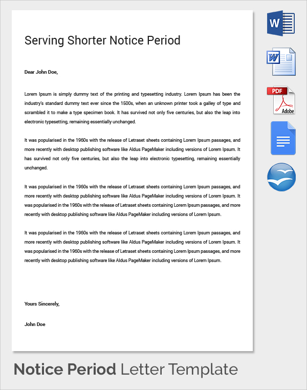 FREE 8 Sample Notice Period Resignation Letter Templates In PDF MS 