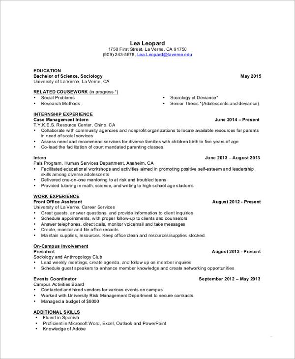 FREE 8 College Resume Templates In PDF MS Word