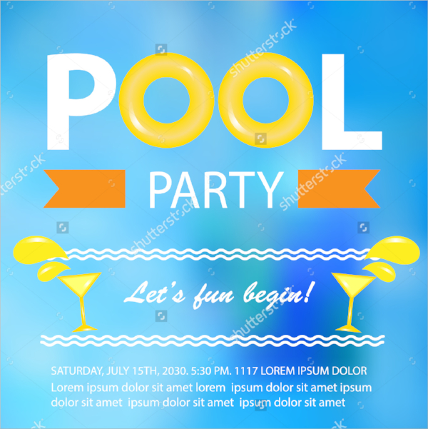 pool party invitation card template 
