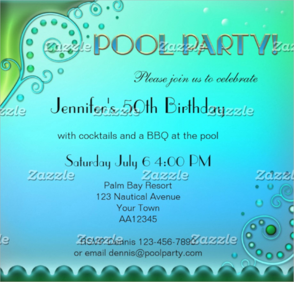 elegant pool party invitation