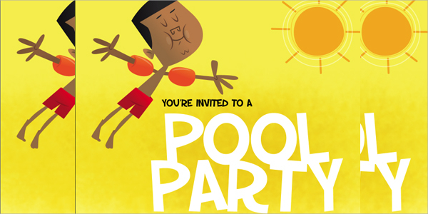 illustration pool party invitation 