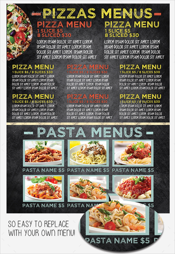 italian menu flyer