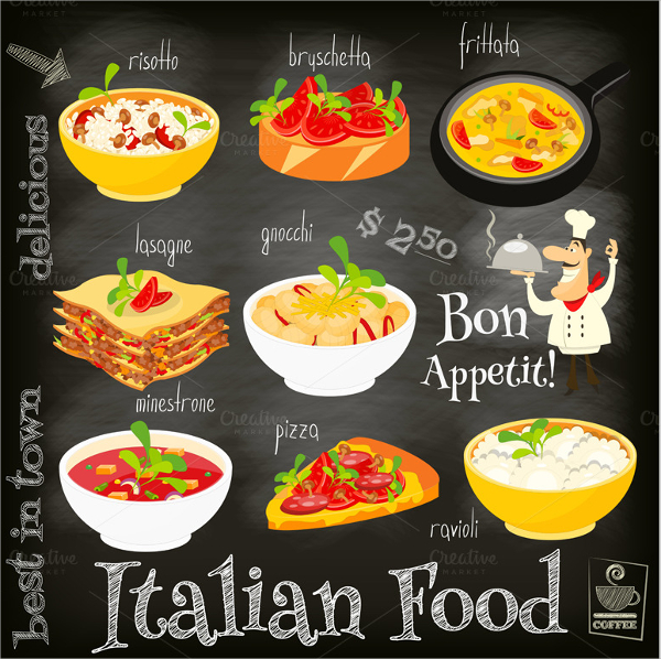 delicious italian food menu