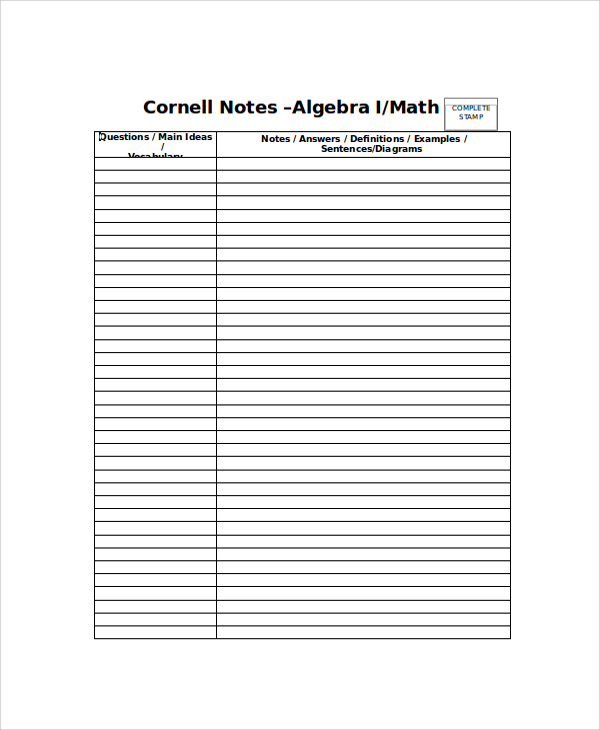 math cornell note