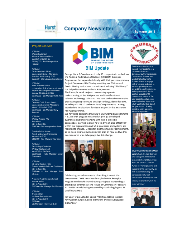 private company newsletters